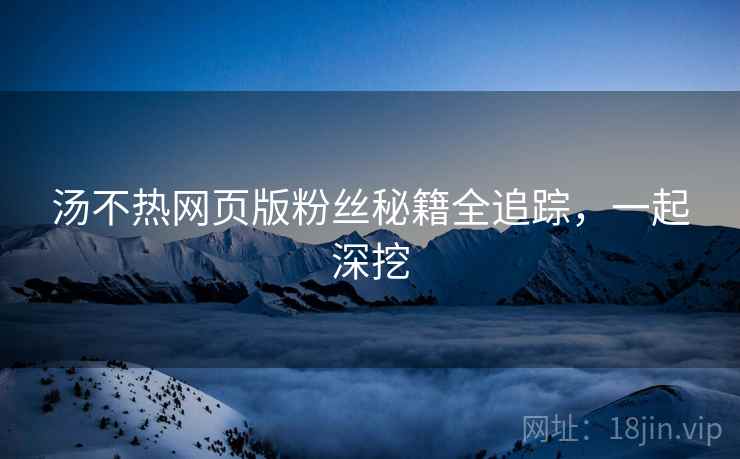 汤不热网页版粉丝秘籍全追踪，一起深挖